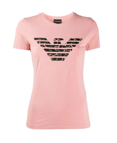 Emporio Armani Logo Printed T-shirt In Pink