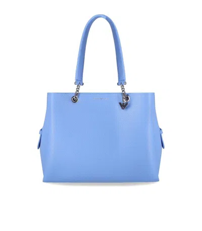 Emporio Armani Logo Printed Tote Bag In Clear Blue