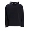 Emporio Armani Logo Rib-knit Trim Hoodie In Blue
