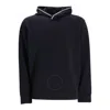 Emporio Armani Logo Rib-knit Trim Hoodie In Blue