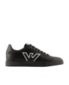 Emporio Armani Logo Round Head Low Upper Board Shoes In Black