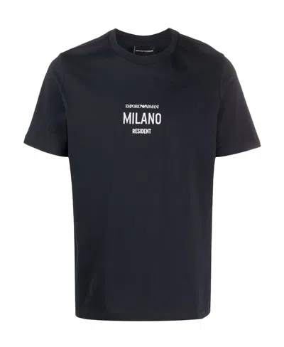 Emporio Armani Logo Round-neck T-shirt In Black
