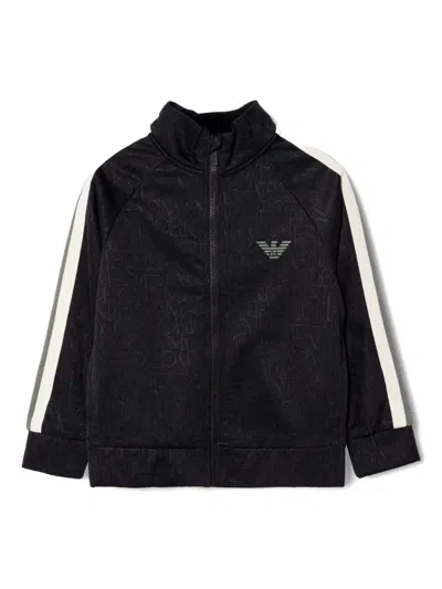 Emporio Armani Kids' Logo-rubberised Track Jacket In Black