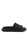 Emporio Armani Logo-embossed Flatform Slides In Black
