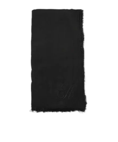 Emporio Armani Logo Scarf In Black