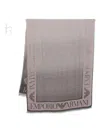 Emporio Armani Fringed Edges Rectangular Logo Scarf In Purple