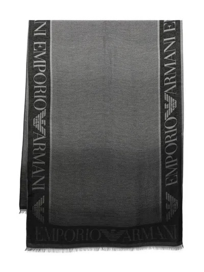 Emporio Armani Logo Scarf In Black