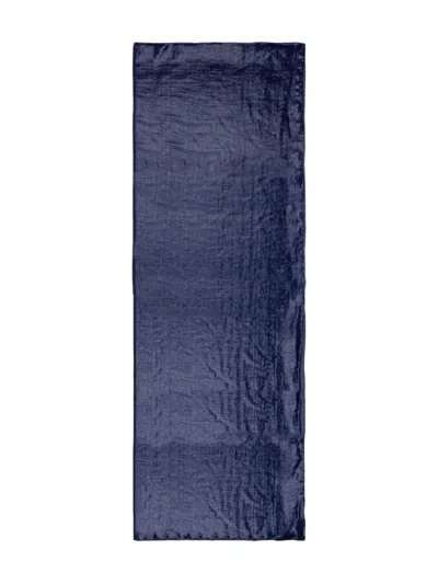 Emporio Armani Logo Scarf In Blue