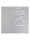 Emporio Armani Logo Cotton Blend Scarf In Grey