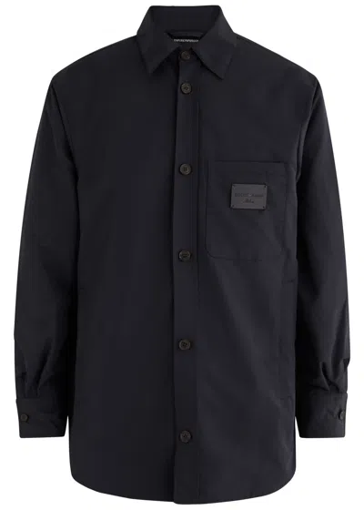 Emporio Armani Logo Shell Overshirt In Navy