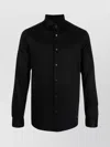 Emporio Armani Cotton Poplin Shirt With Buttoned Cuffs And Curved Hem