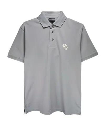 Emporio Armani Logo Short-sleeved Polo Shirt In Gray