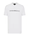 Emporio Armani White And Black Crewneck T-shirt With Writing In White