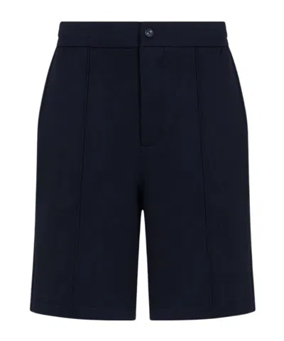 Emporio Armani Jersey Bermuda Shorts With Ribs In Blue