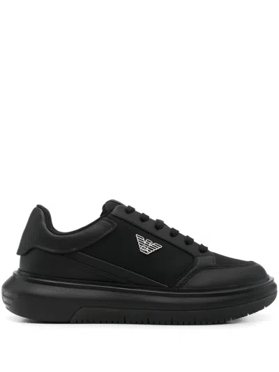 Emporio Armani Logo Sneakers In Black