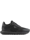 Emporio Armani Asv Recycled Nylon Sneakers With Regenerated Saffiano Details In Black
