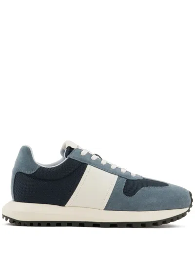 Emporio Armani Colour-block Low-top Sneakers In Blue