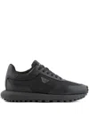 Emporio Armani Asv Recycled Nylon Sneakers With Regenerated Saffiano Details In Black