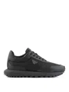 Emporio Armani Asv Recycled Nylon Sneakers With Regenerated Saffiano Details In Black