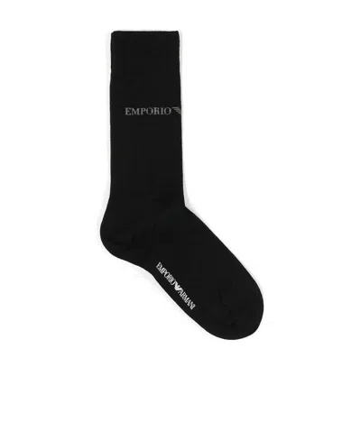 Emporio Armani Logo Socks In Black