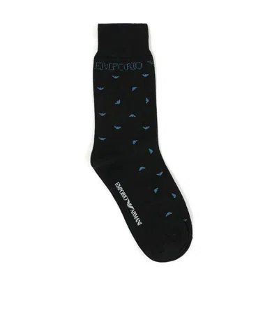 Emporio Armani Logo Socks In Black