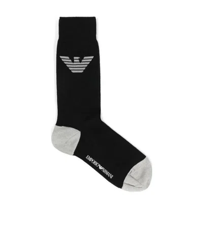 Emporio Armani Logo Socks In Black