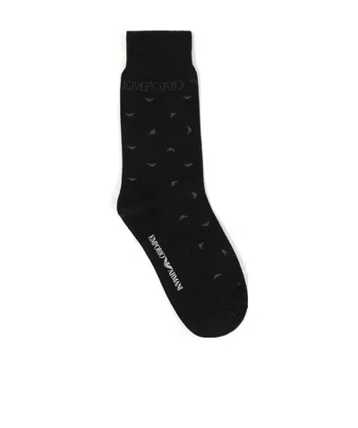 Emporio Armani Logo Socks In Black