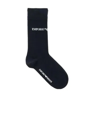 Emporio Armani Logo Socks In Black