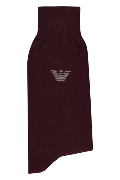 Emporio Armani Logo Socks In Burgundy