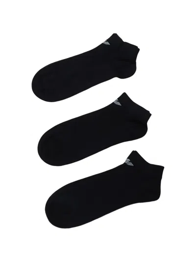 Emporio Armani Logo Socks (set Of Three) In Black