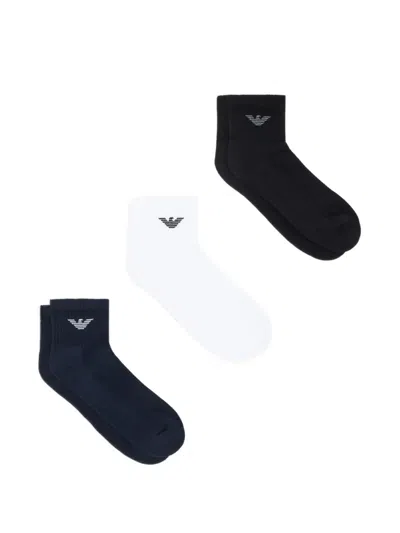Emporio Armani Logo Socks Set (set Of Three) In Multi