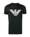Emporio Armani Black Crewneck T-shirt With Logo Embroidery On The Front In Black
