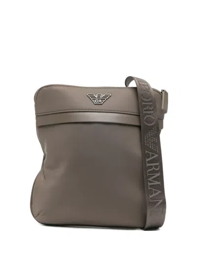 Emporio Armani Logo-strap Messenger Bag In Brown