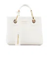 Emporio Armani Myea Small Shopper Bag In White In Satin