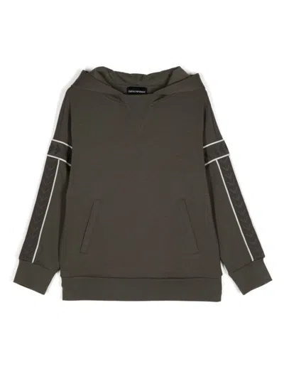 Emporio Armani Kids' Logo-straps Hoodie In Green