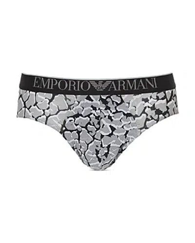 Emporio Armani Logo Stretch Cotton Briefs In Stone