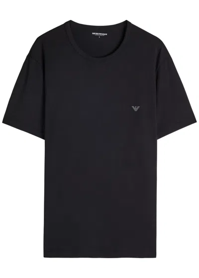 Emporio Armani Logo Stretch-cotton T-shirt In Black