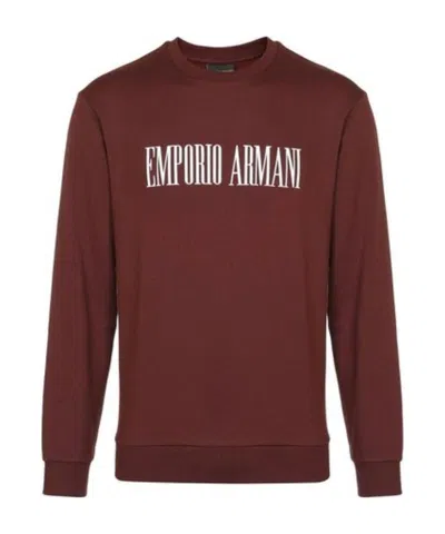 Emporio Armani Logo Sweater In Brown