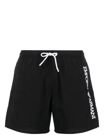Emporio Armani Logo Swim Shorts In Black
