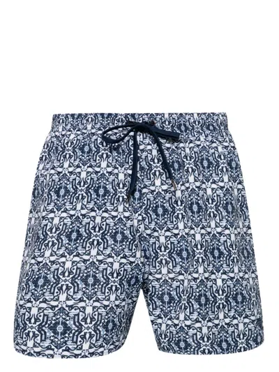 Emporio Armani Logo Swim Shorts In Blue