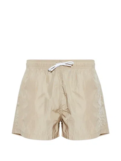 Emporio Armani Logo Swim Shorts In Brown