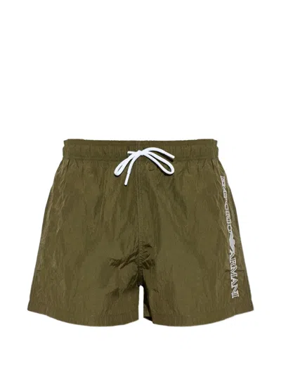 Emporio Armani Logo Swimwear Shorts In Green