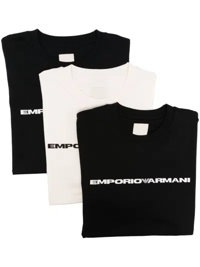 Emporio Armani Cotton Jersey Logo Tee In Black