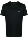 Emporio Armani Black T-shirt With Logo Lettering On The Front In Cotton And Lyocell Blend Man