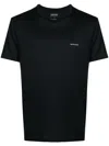 Emporio Armani Black T-shirt With Logo Lettering On The Front In Cotton And Lyocell Blend Man