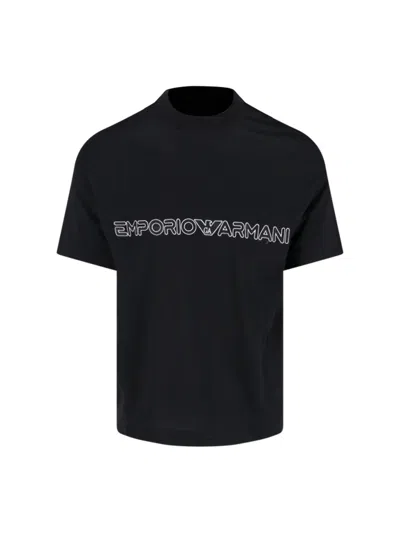 Emporio Armani Logo T-shirt In Black  