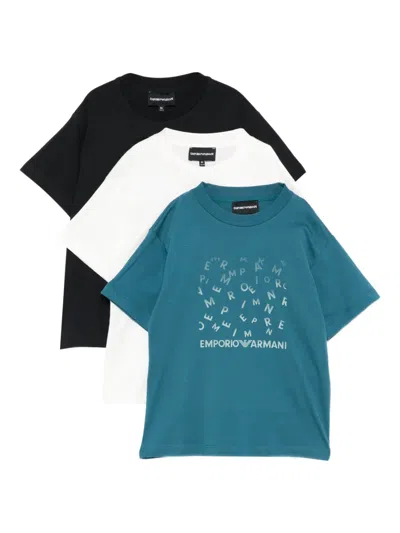 Emporio Armani Kids' Logo T-shirt (set Of Three) In Multi