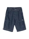 Emporio Armani Logo-tape Denim Shorts In Blue