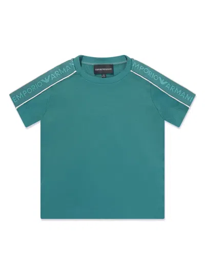 Emporio Armani Kids' Logo-tape Jersey T-shirt In Green