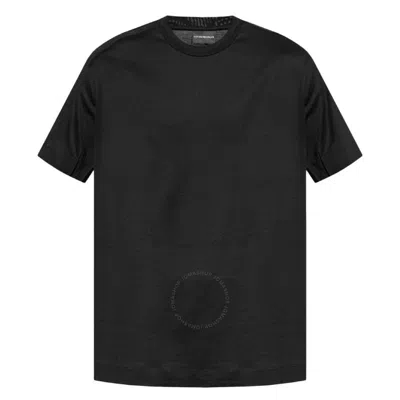 Emporio Armani Logo Tape Lyocell-blend T-shirt In Black